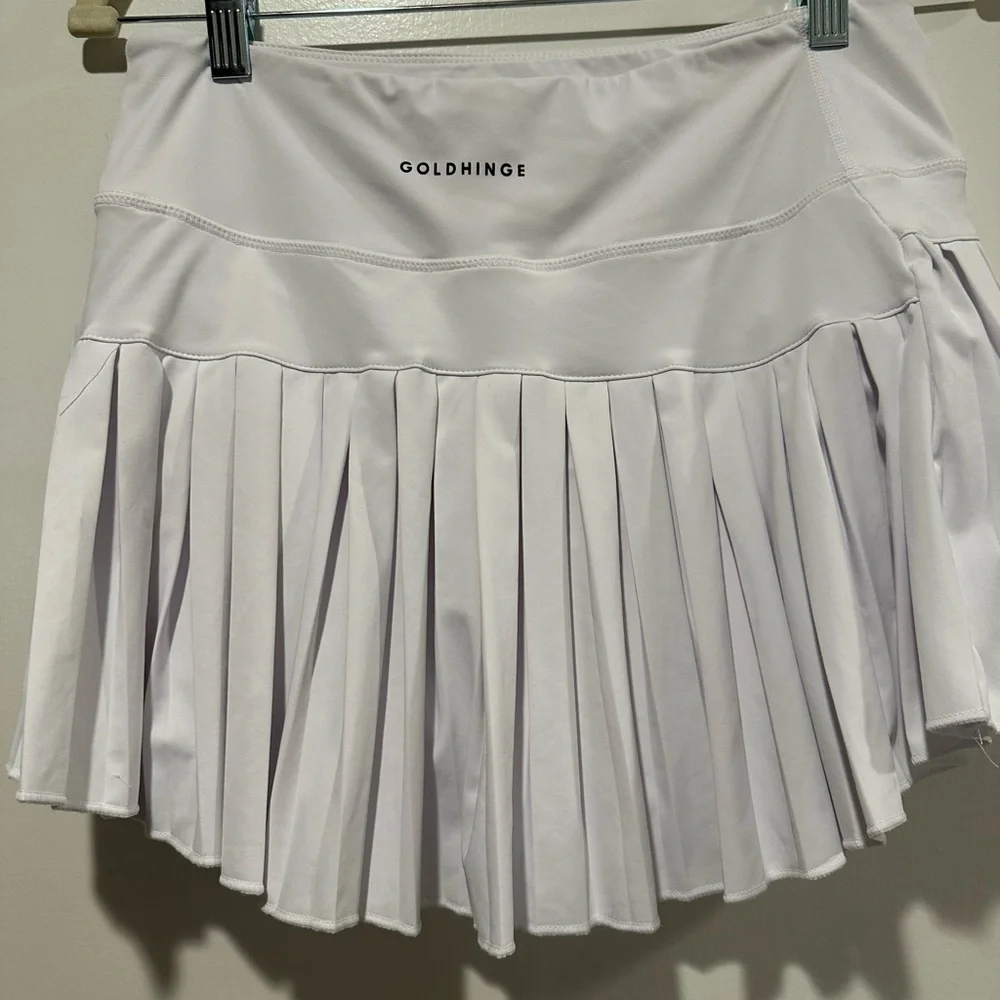 White Mini Skater Skirt with Pleats - Picture 3 of 3